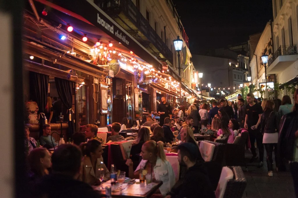 Bucharest Old Town at night, Romania